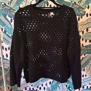 H&M Cropped Hole-Knit Sweater